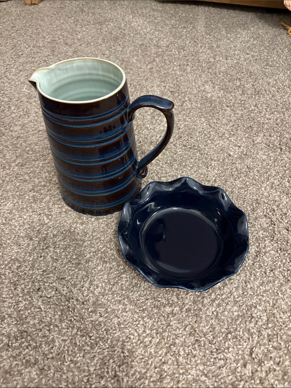 Emile Henry dish and Denby pitcher